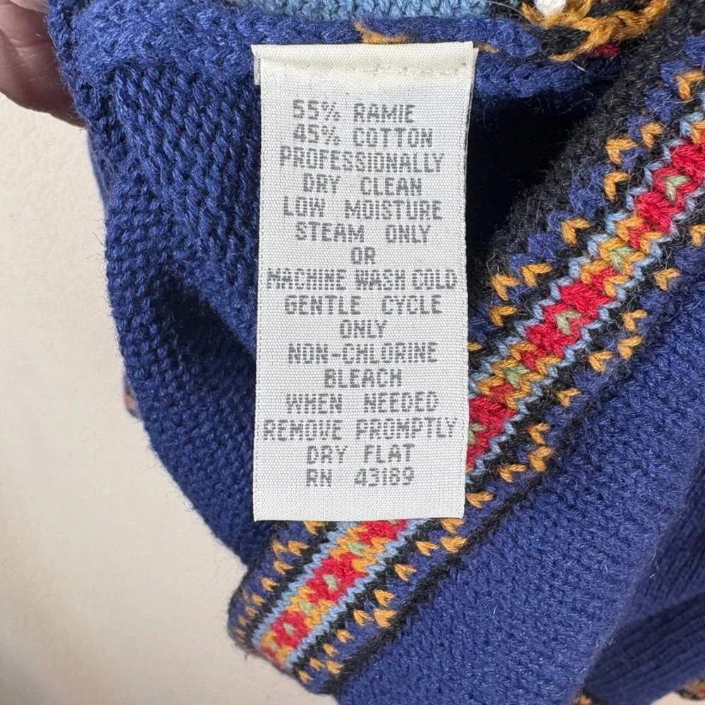 NOS Vtg 1993 Susan Bristol Sweater L Blue Embroidered Cottagecore French Country